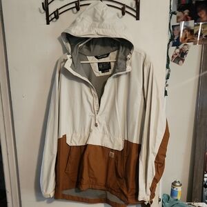 Carhartt White and Brown Windbreaker Jacket